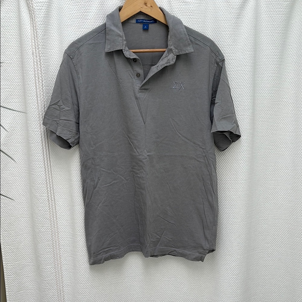 Port Authority Sigma Chi EX Gray Polo Shirt Classic Knit Design